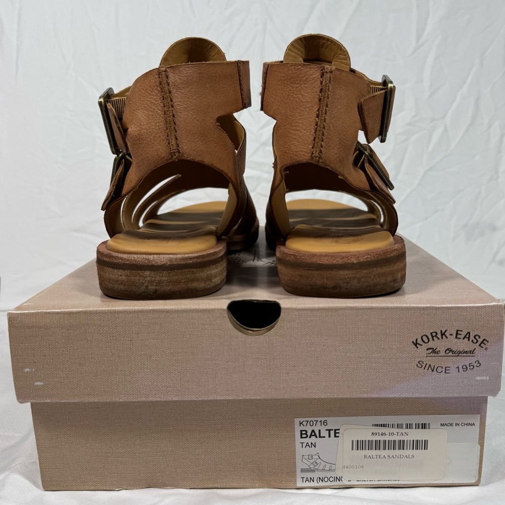 Kork-Ease Baltea Tan Leather Sandals, EUC Comfortable Strappy Buckles Women’s 10 - Picture 3 of 13